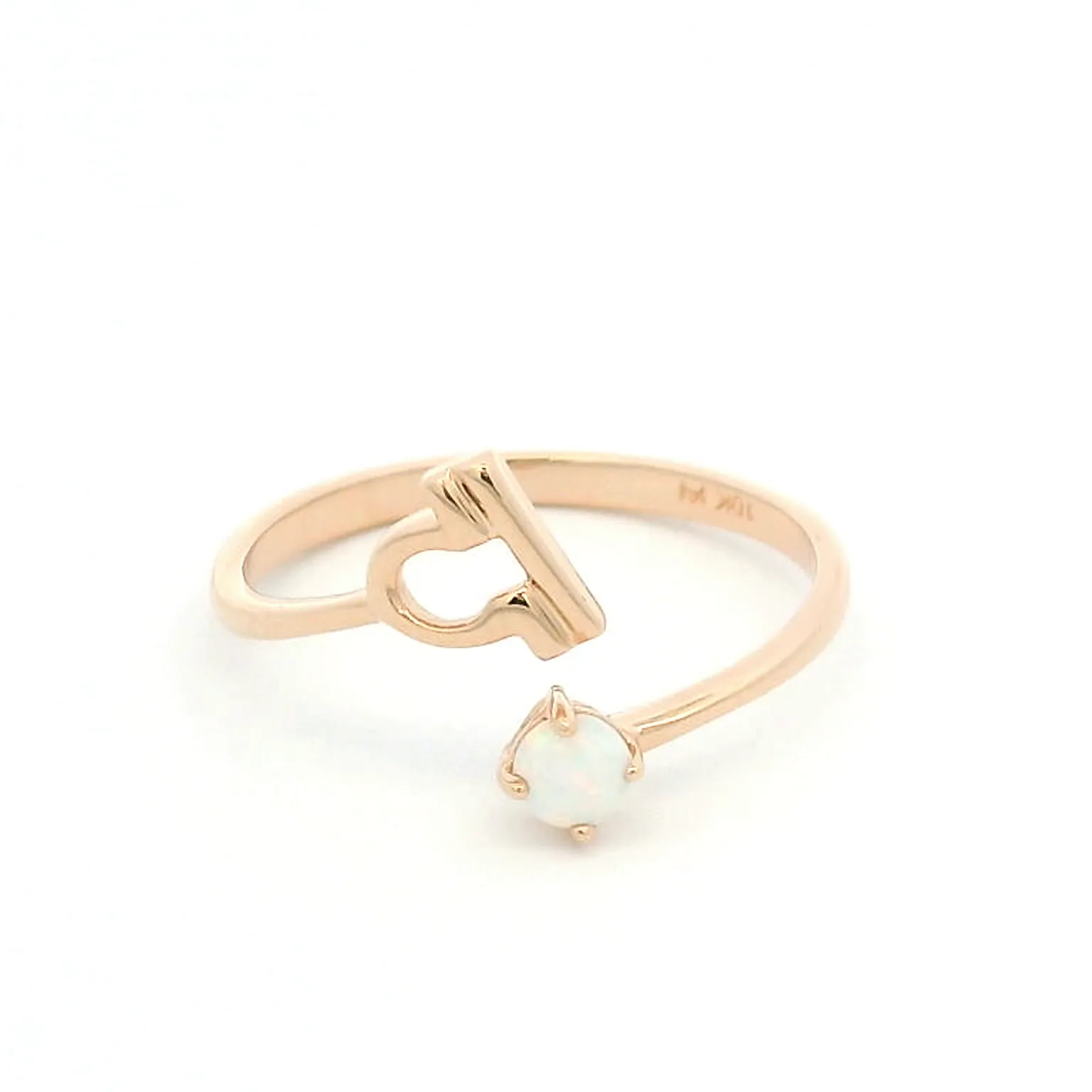 Elegant Created Opal Libra Rose Gold Ring