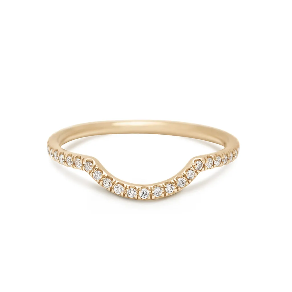 Eleonore Pave Scallop Band - 14k Gold & White Diamonds