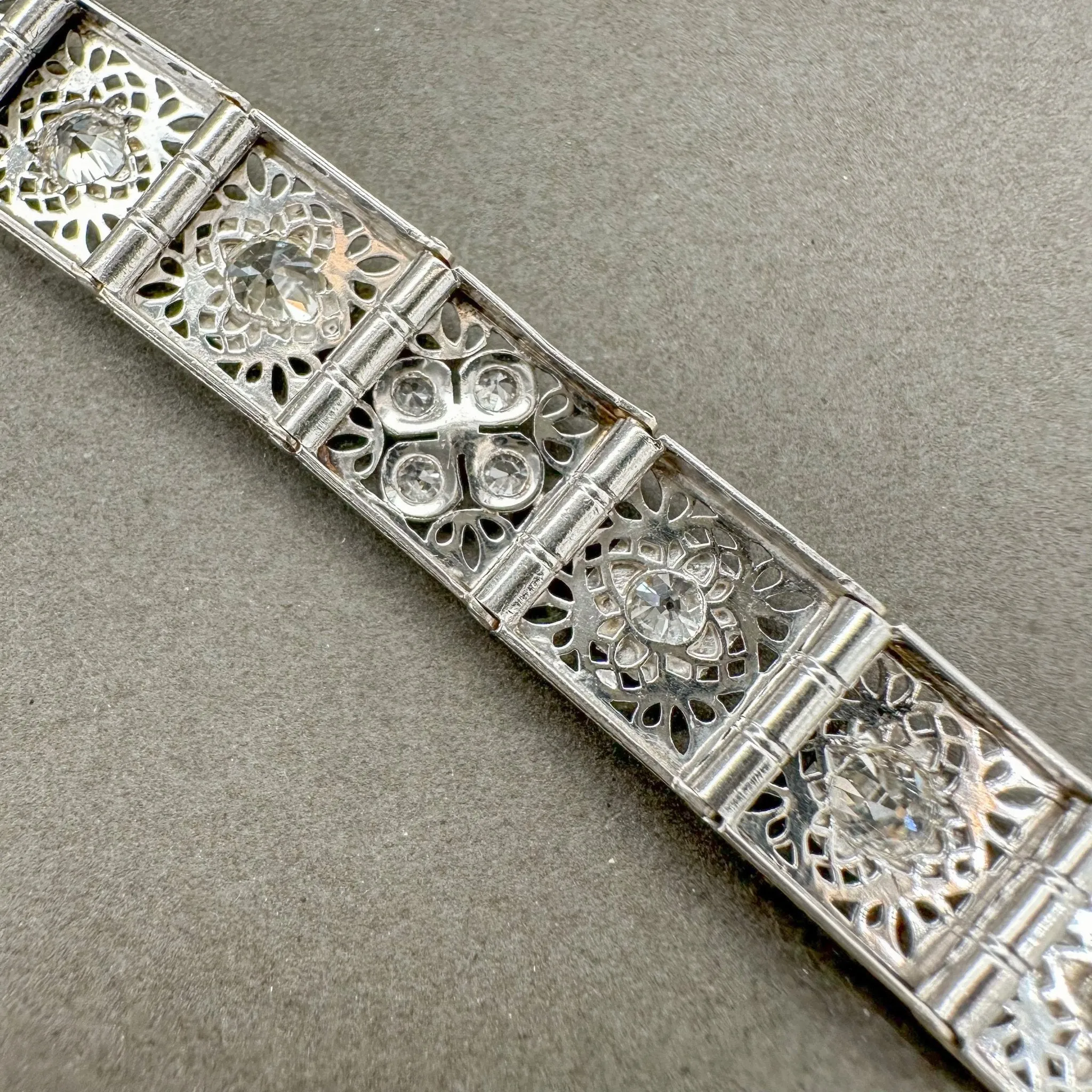 Estate Art Deco 14K Platinum 4.09ctw I-J/VS2-SI2 Diamond Bracelet