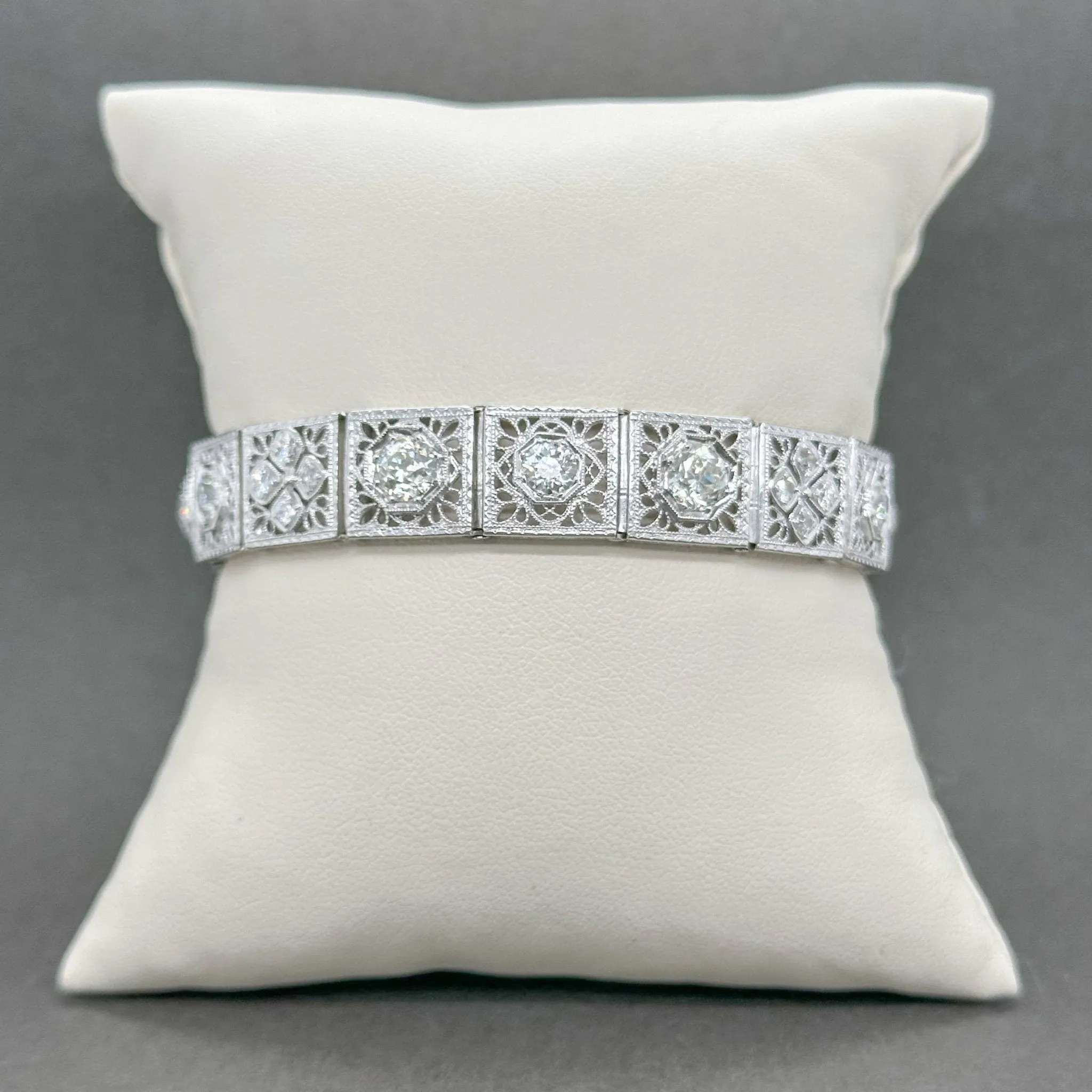 Estate Art Deco 14K Platinum 4.09ctw I-J/VS2-SI2 Diamond Bracelet