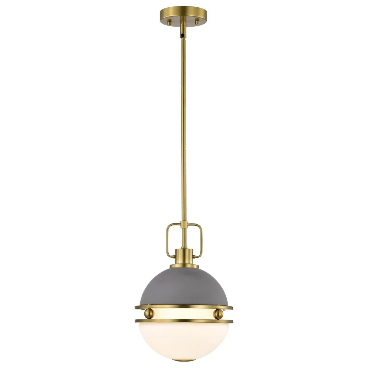 Everton 10 in. Pendant Light Matte Gray and Vintage Brass Finish