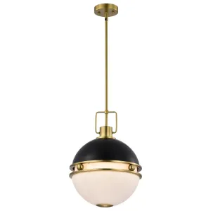 Everton 14 in. 2 lights Pendant Light Matte Black and Vintage Brass Finish