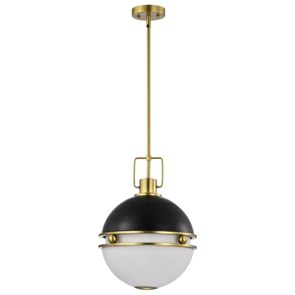 Everton 14 in. 2 lights Pendant Light Matte Black and Vintage Brass Finish