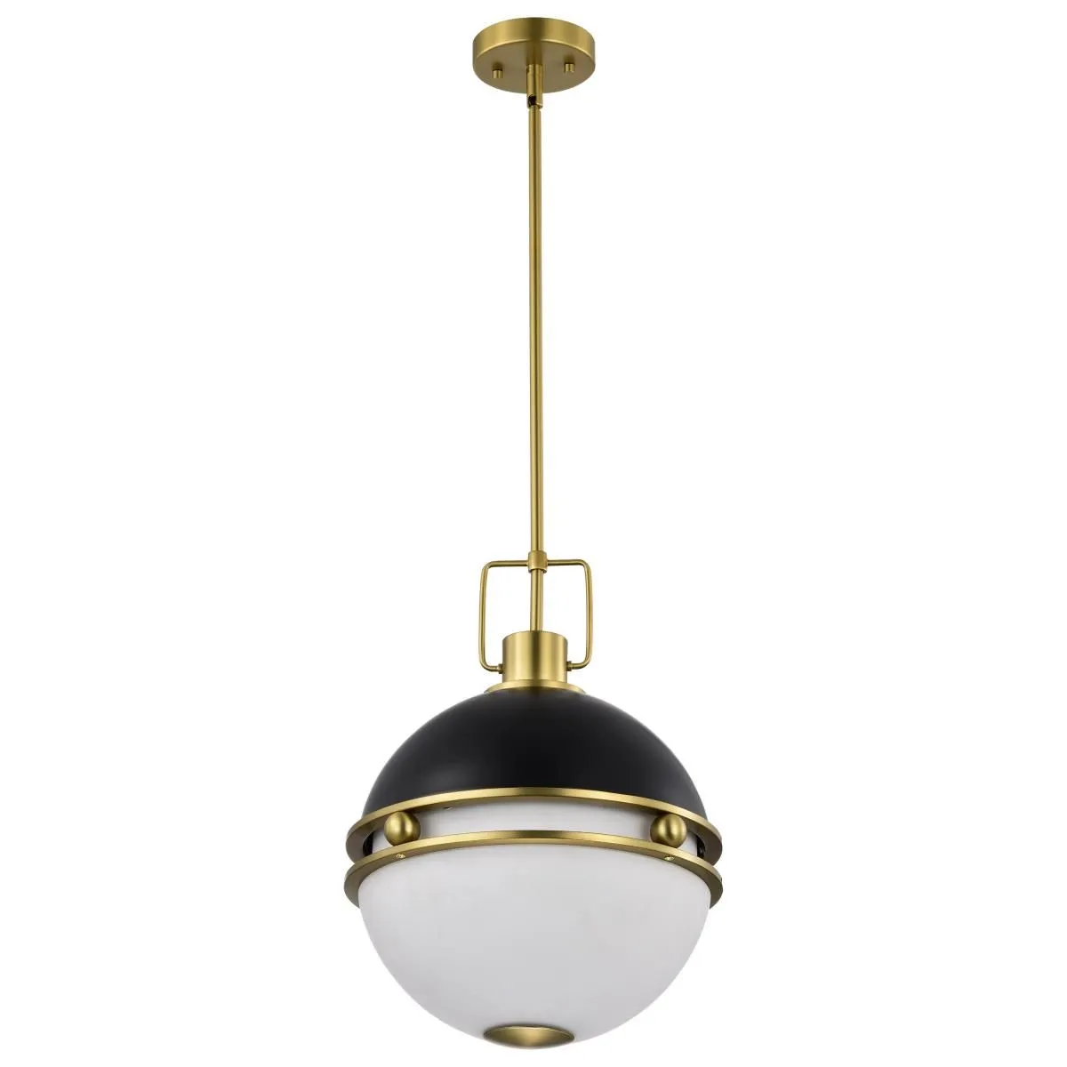 Everton 14 in. 2 lights Pendant Light Matte Black and Vintage Brass Finish