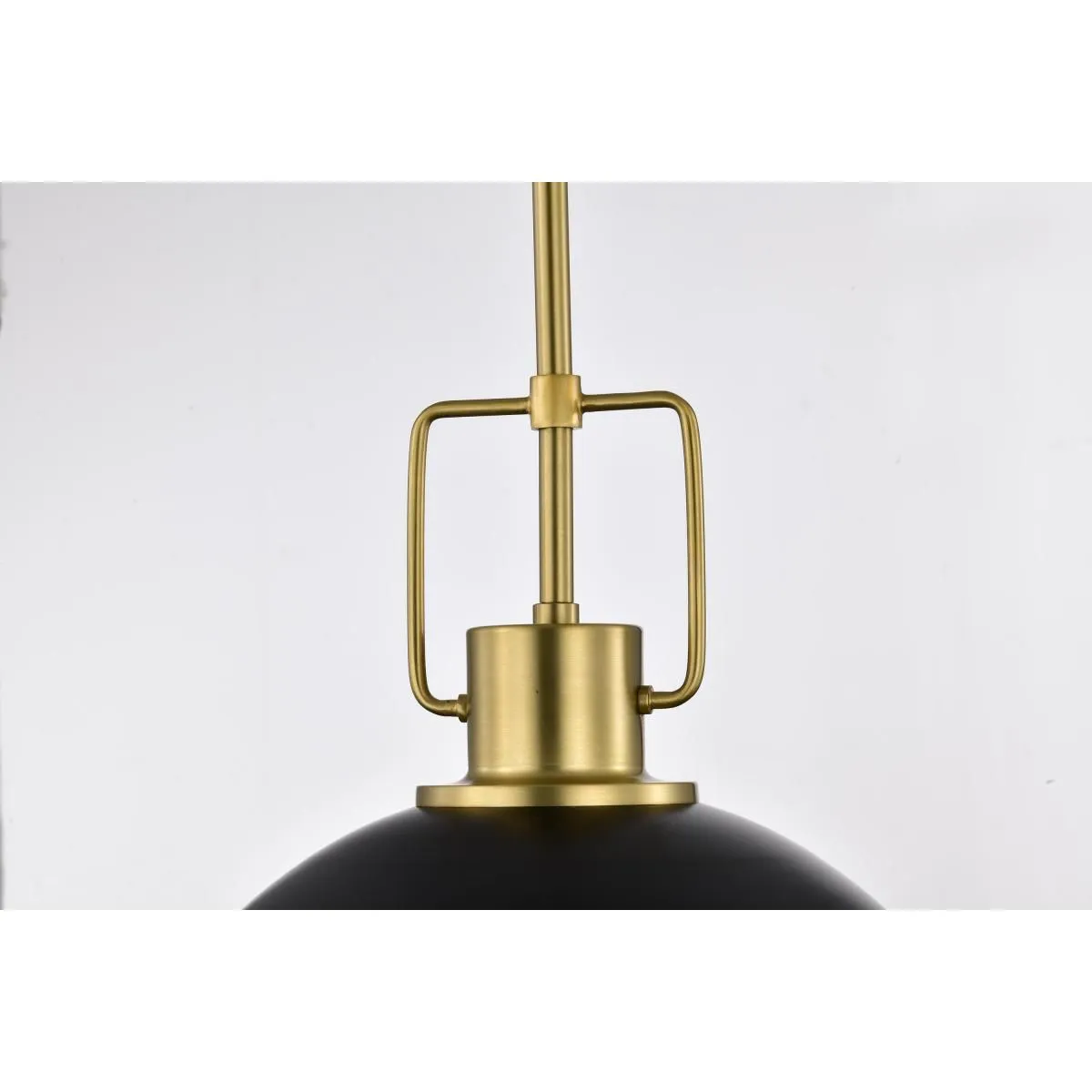 Everton 14 in. 2 lights Pendant Light Matte Black and Vintage Brass Finish