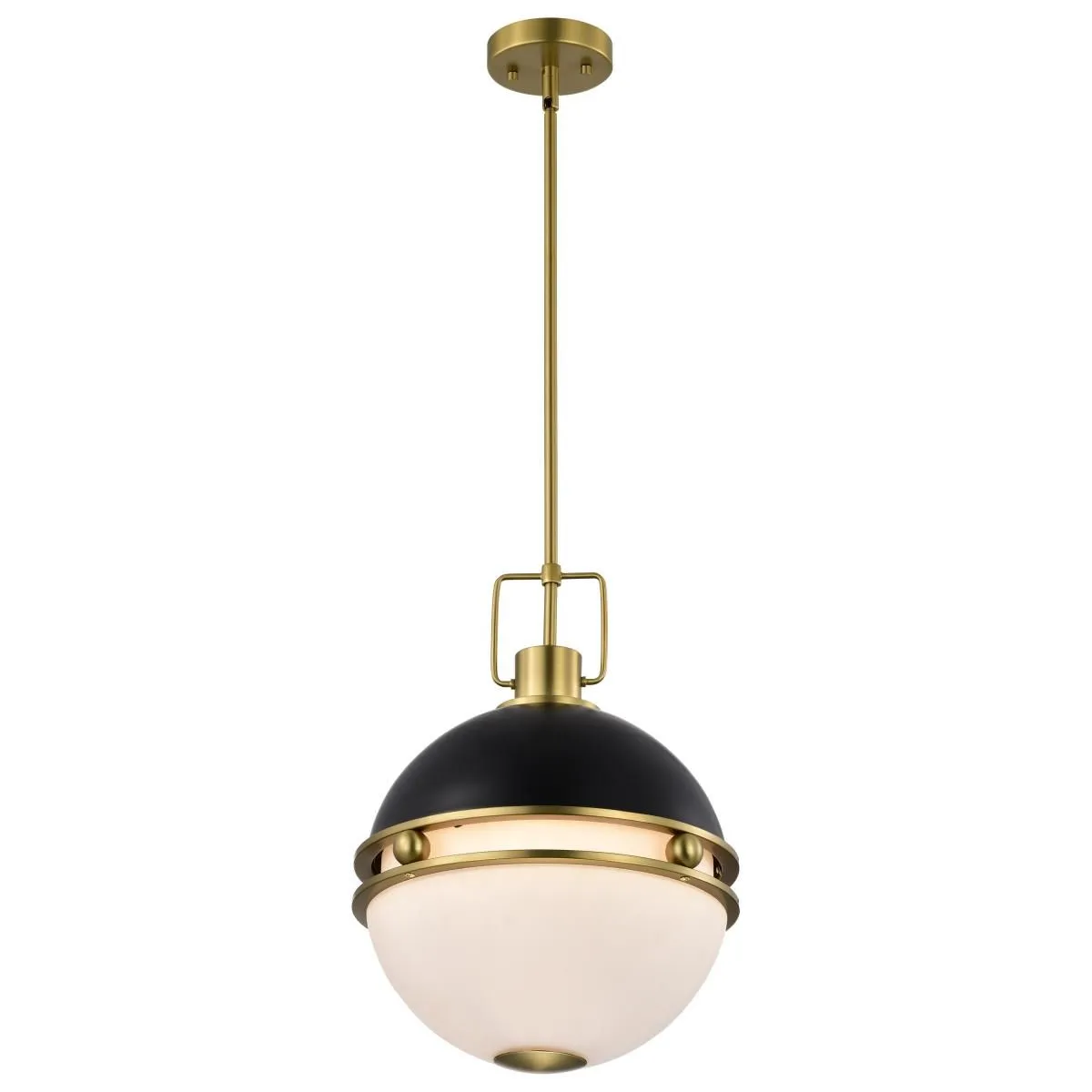 Everton 14 in. 2 lights Pendant Light Matte Black and Vintage Brass Finish