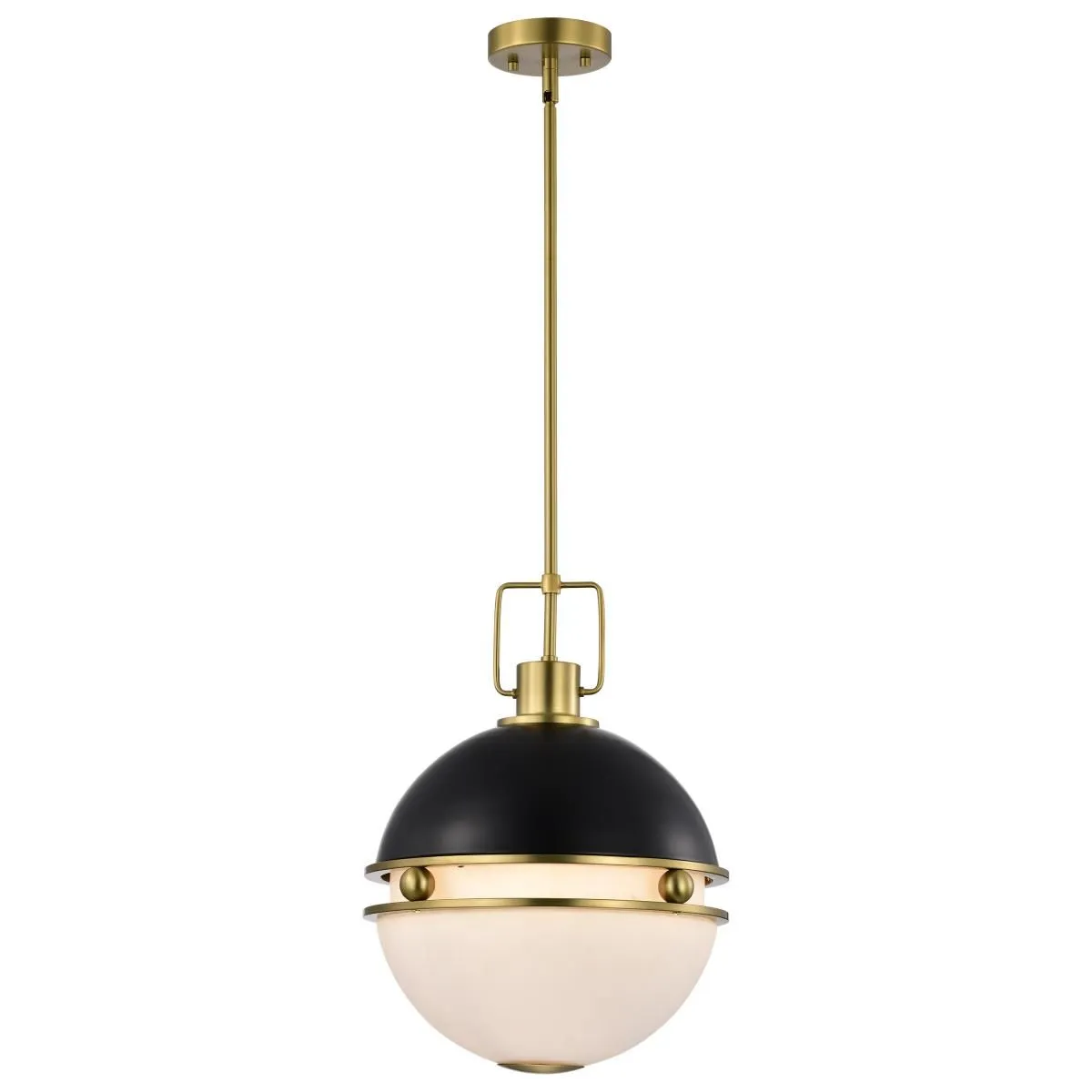 Everton 14 in. 2 lights Pendant Light Matte Black and Vintage Brass Finish