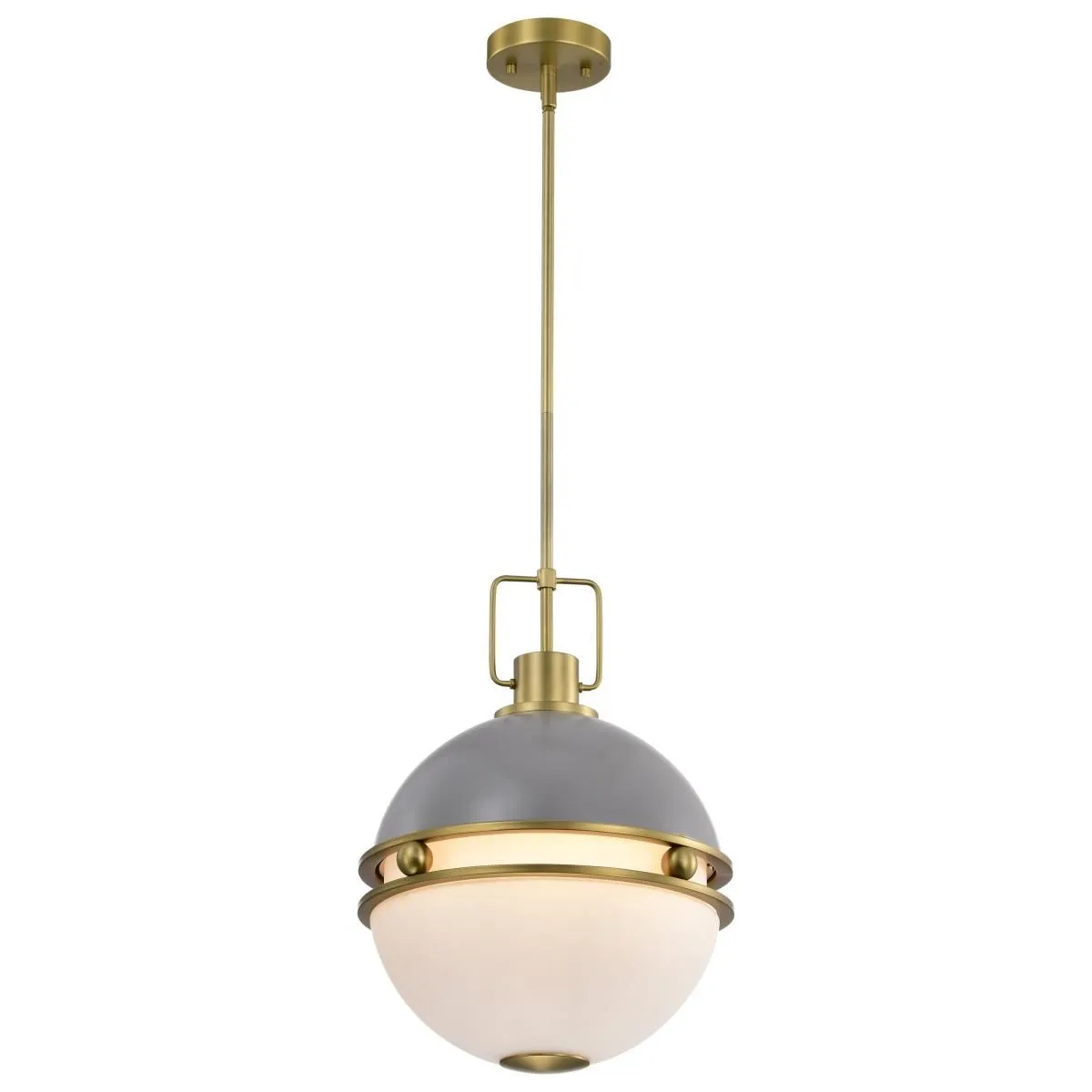 Everton 14 in. 2 lights Pendant Light Matte Gray and Vintage Brass Finish