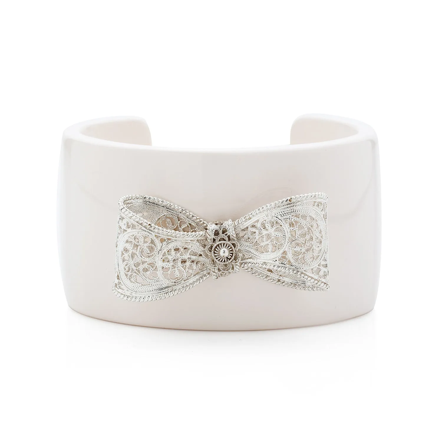 Filigree Bow Cuff in White