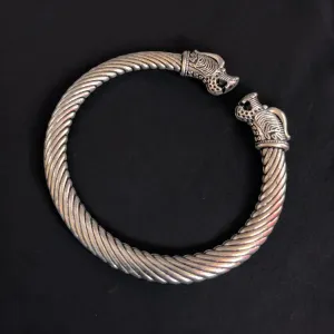 German Silver Lion Kada Bangles for Girls, Silver