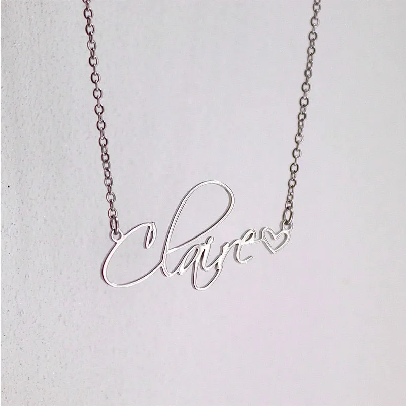 Gifts-Custom Name Necklaces With Heart Exquisite Stainless Steel Letter Necklace