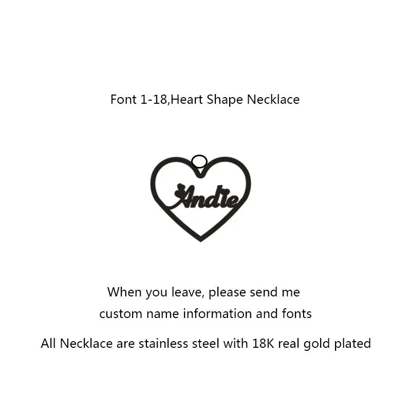 Gifts-Custom Name Necklaces With Heart Exquisite Stainless Steel Letter Necklace