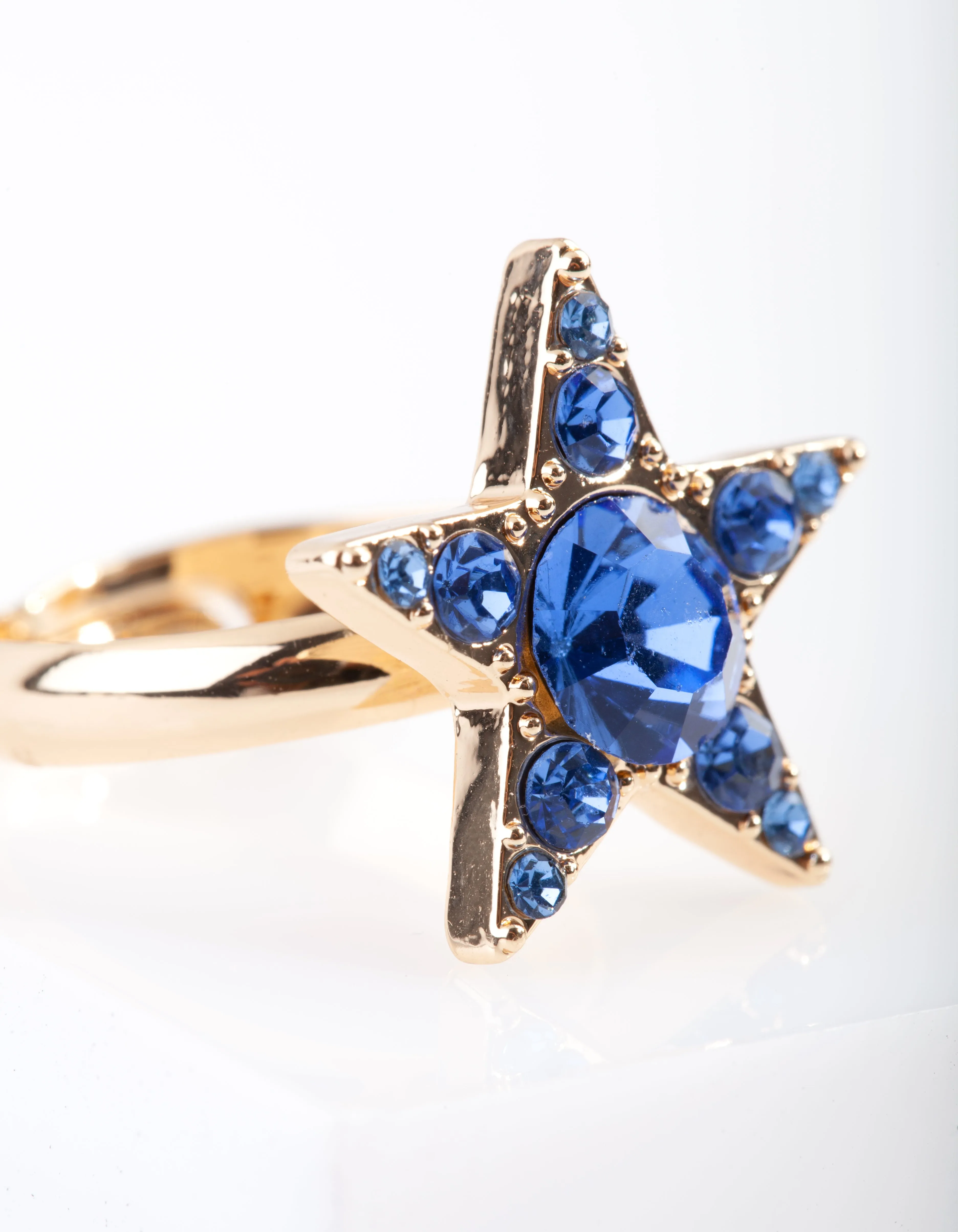 Gold Blue Gem Star Ring