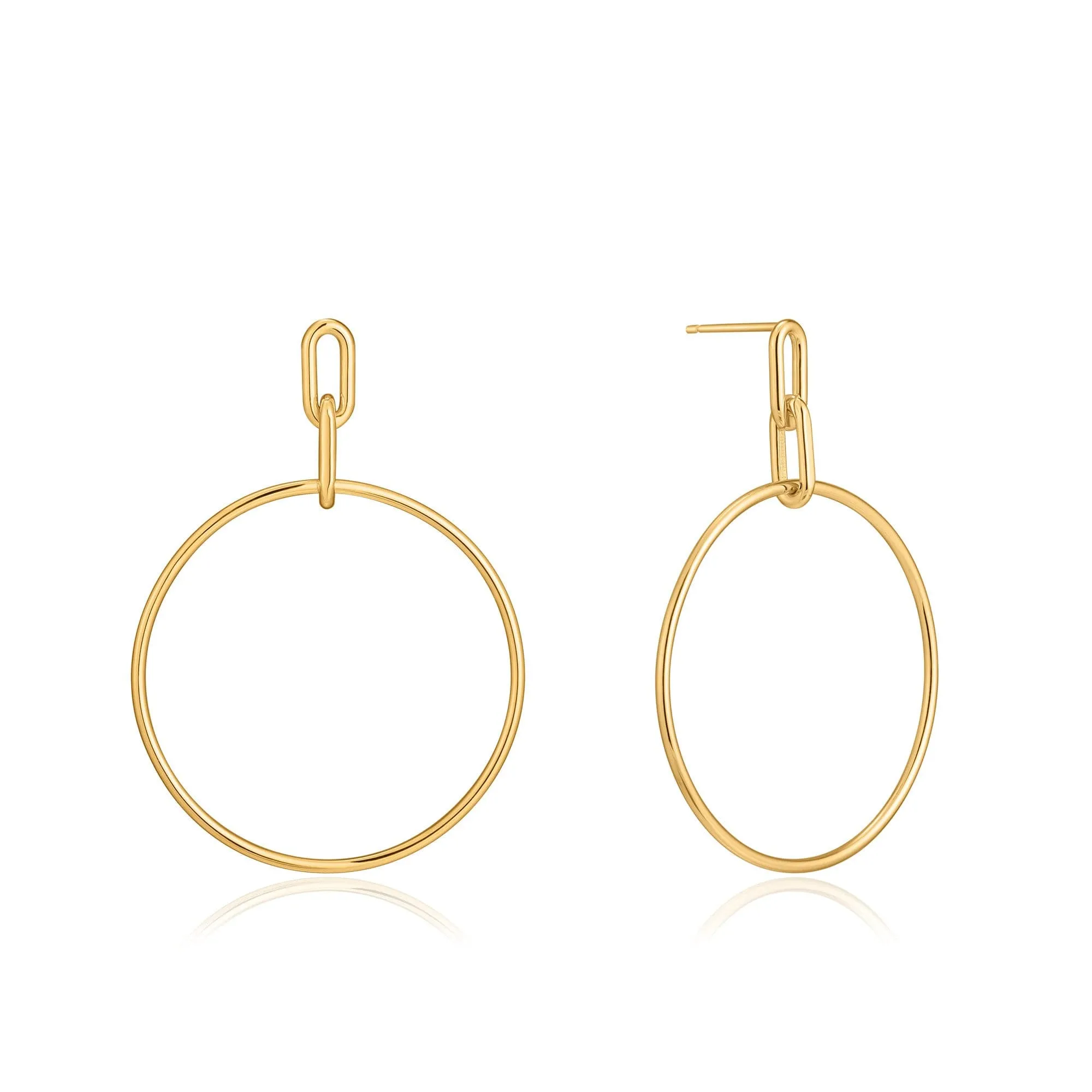 Gold Cable Link Hoop Earrings