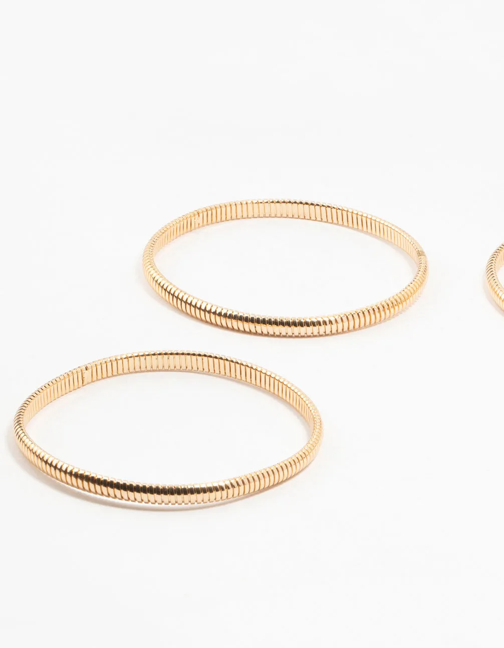 Gold Fine Ribbed Bangles 3-Pack