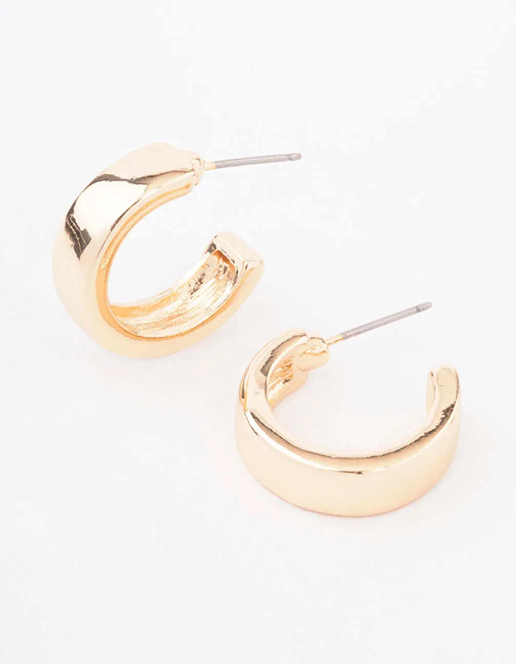 Gold Rectangle Chubby Hoop Earrings