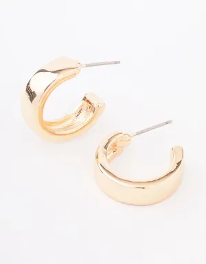 Gold Rectangle Chubby Hoop Earrings