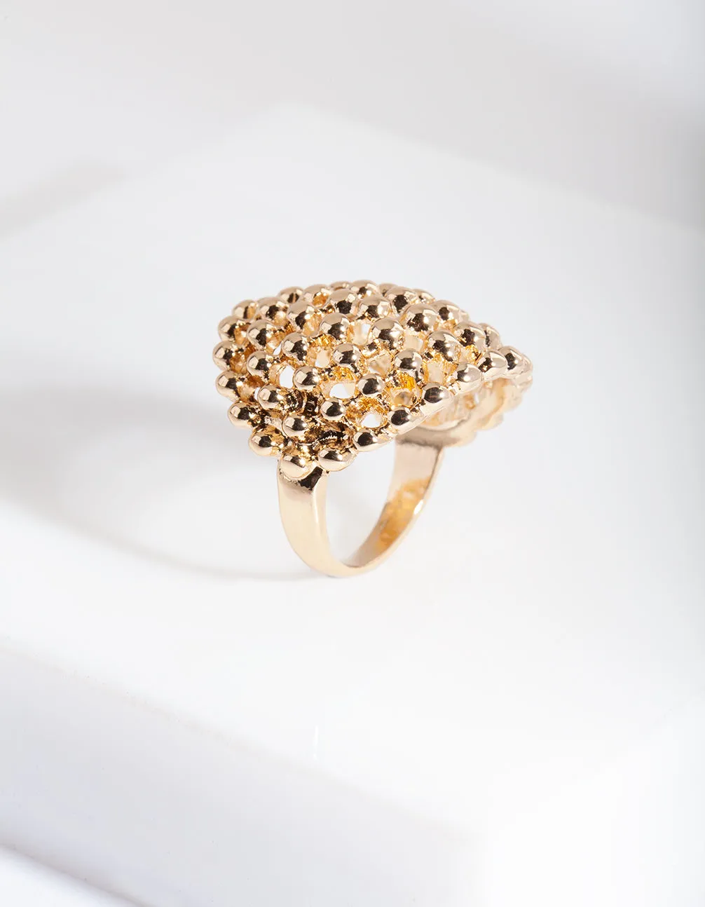 Gold Textured Ball Ring