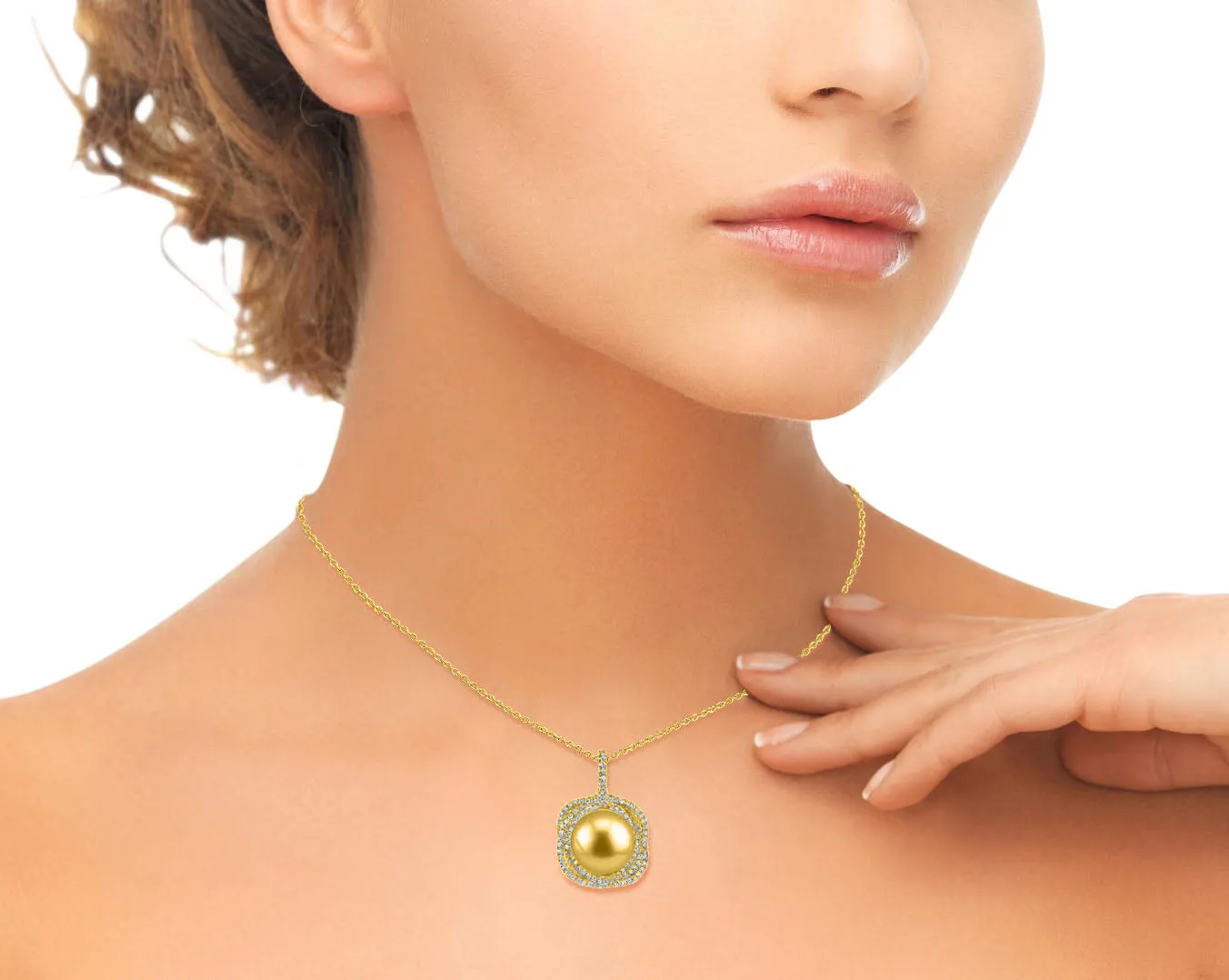 Golden South Sea Pearl & Diamond Orion Pendant