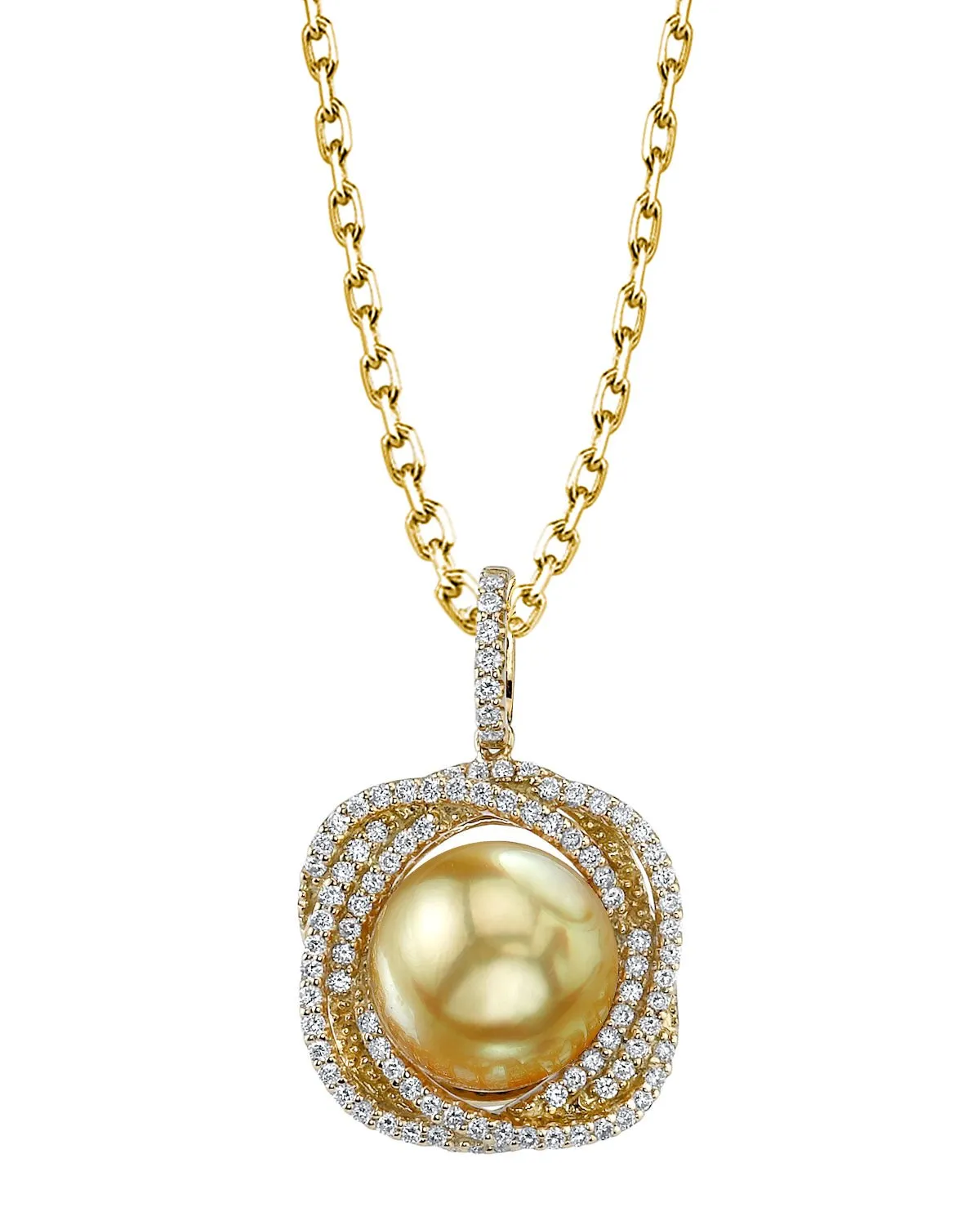 Golden South Sea Pearl & Diamond Orion Pendant