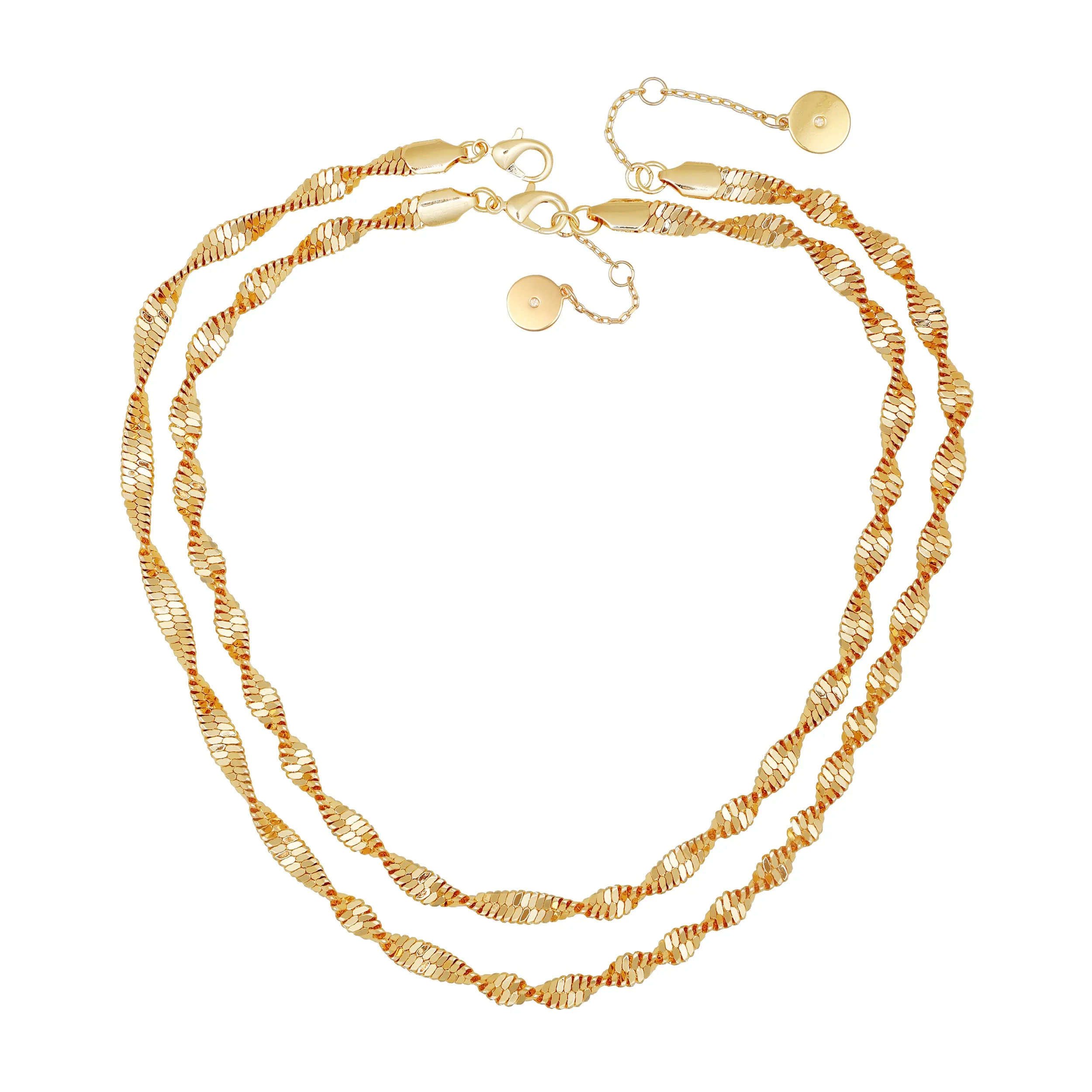 Goldtone Double Layered Harringbone Necklace