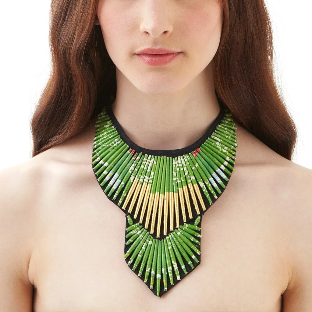 Green Beaded Collar Necklace - Swaziland