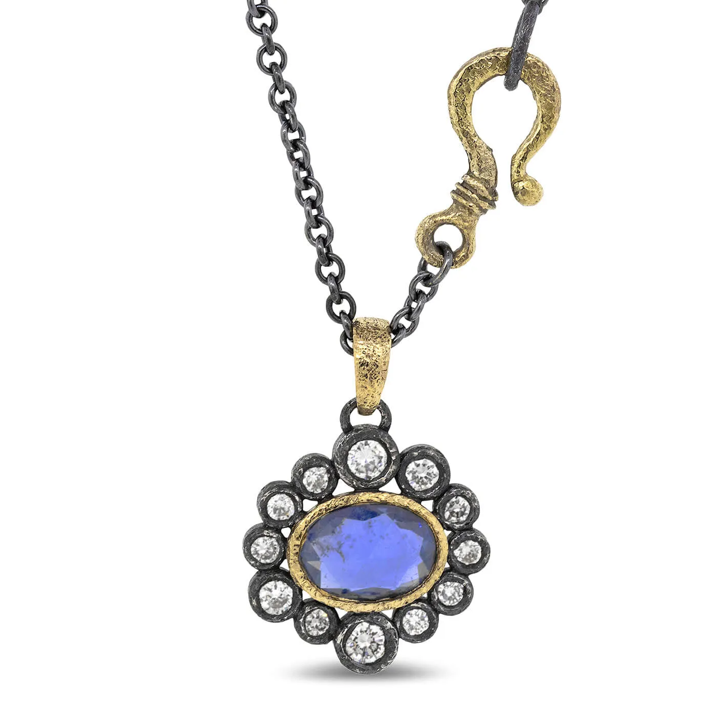 Halo Sapphire and Diamond Pendant