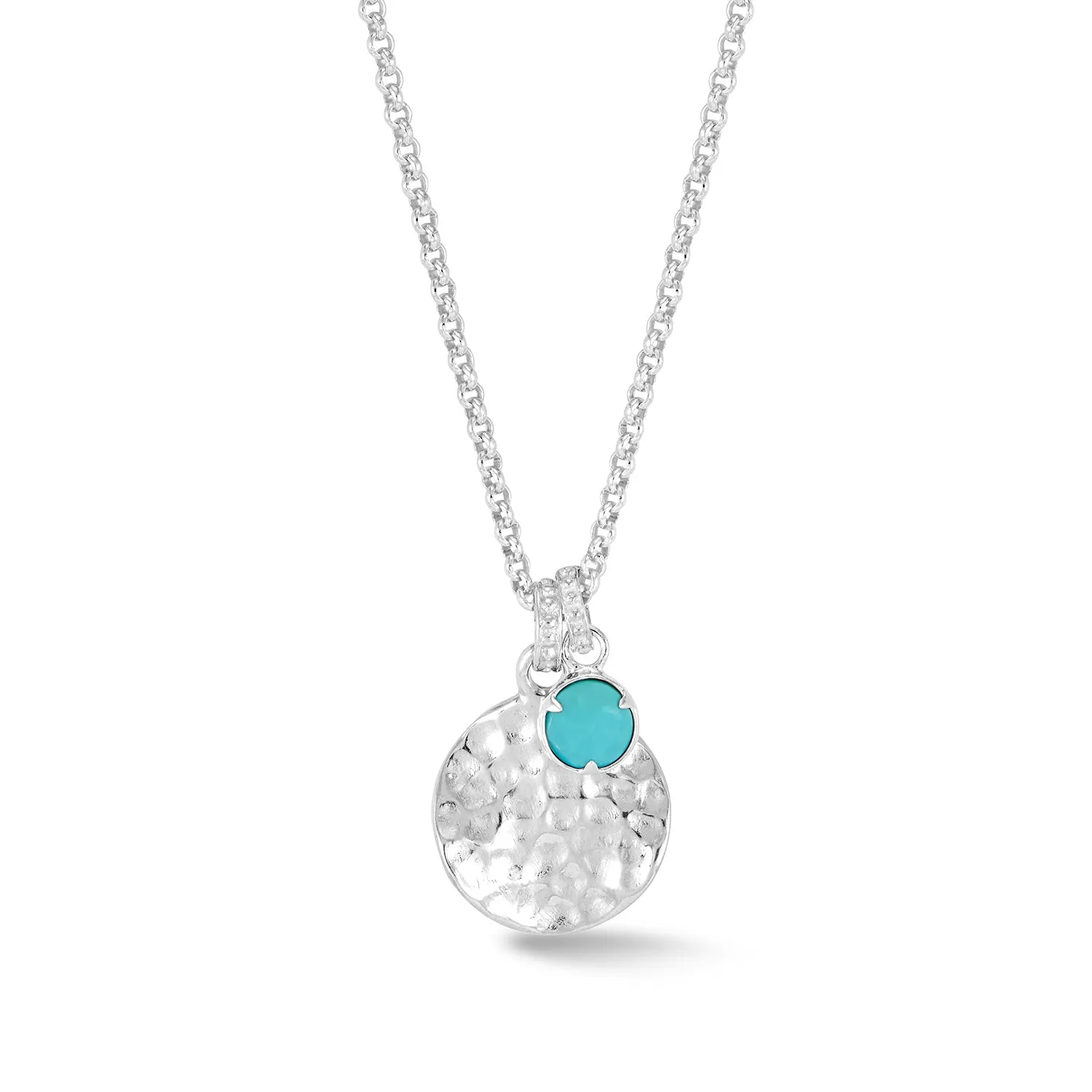 Hammered Disc & Turquoise  Array Pendant