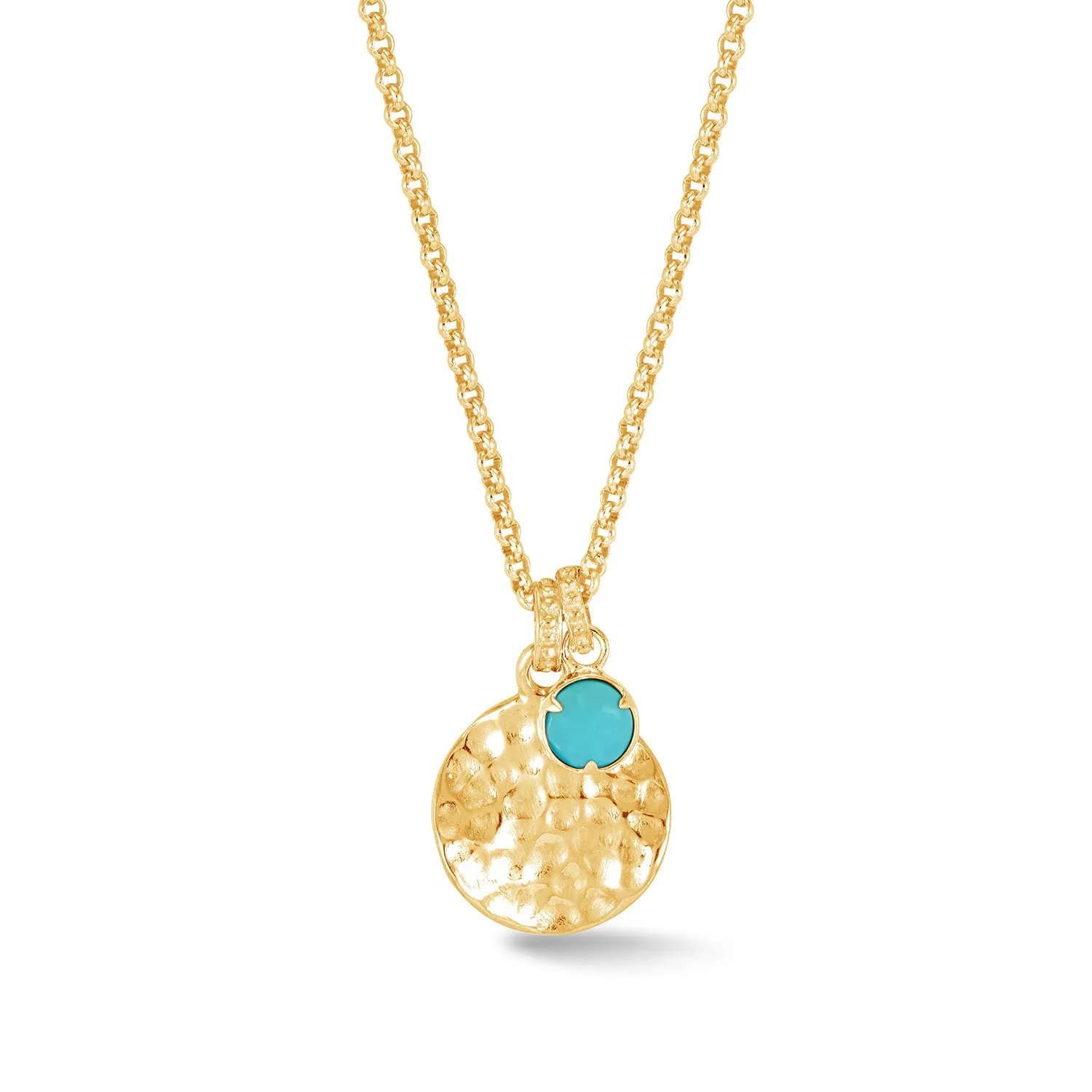 Hammered Disc & Turquoise  Array Pendant