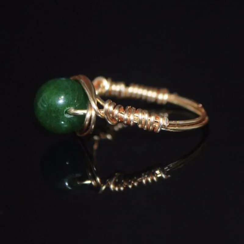 Handmade Emerald With Rose Gold Handcrafted Wire Ring