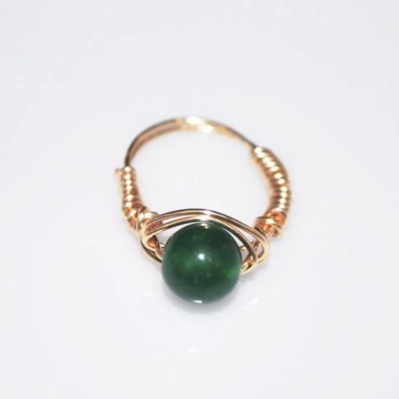 Handmade Emerald With Rose Gold Handcrafted Wire Ring