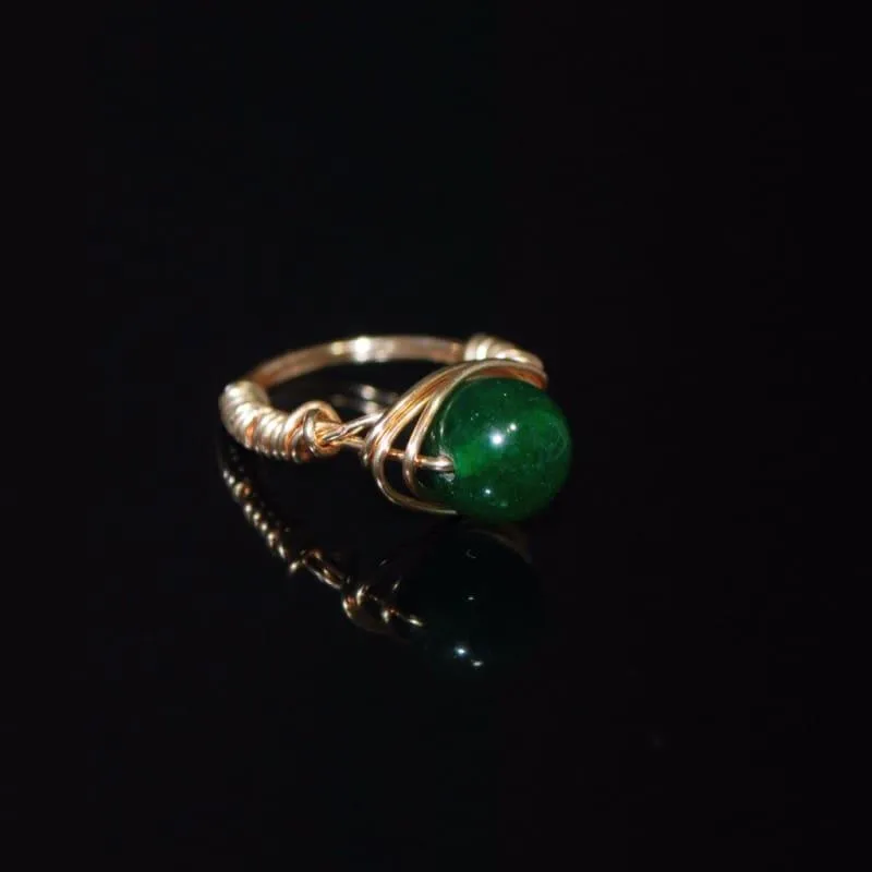 Handmade Emerald With Rose Gold Handcrafted Wire Ring