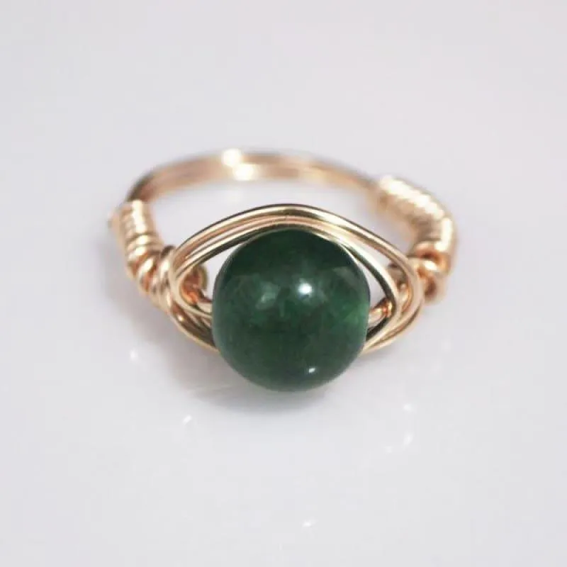 Handmade Emerald With Rose Gold Handcrafted Wire Ring