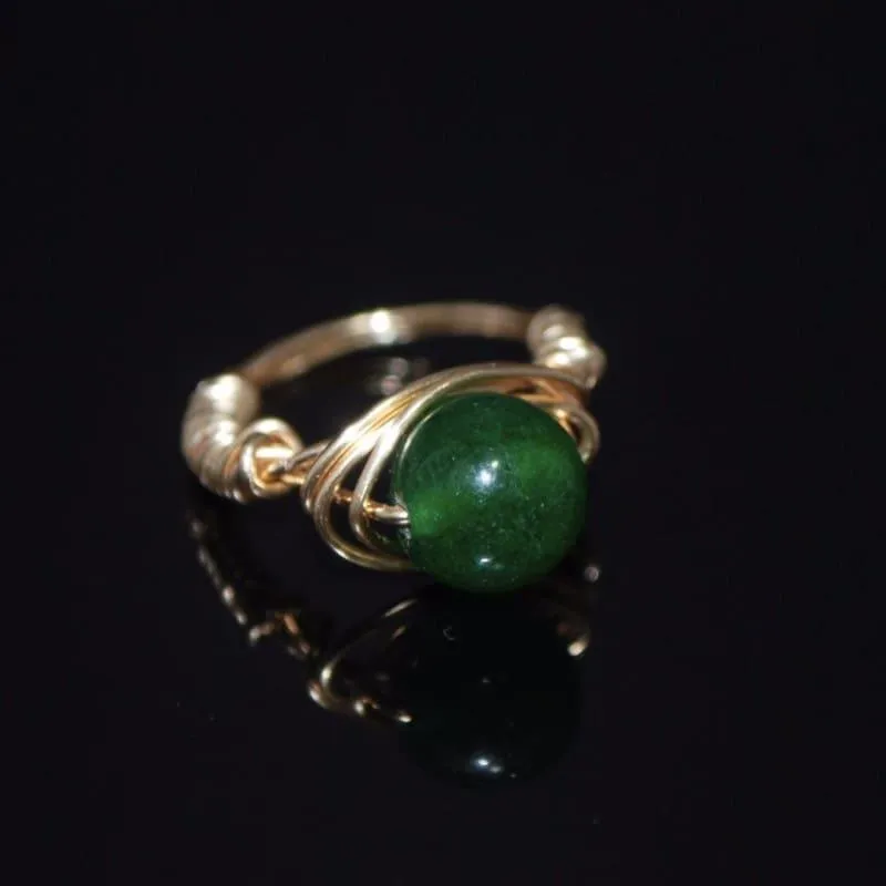 Handmade Emerald With Rose Gold Handcrafted Wire Ring