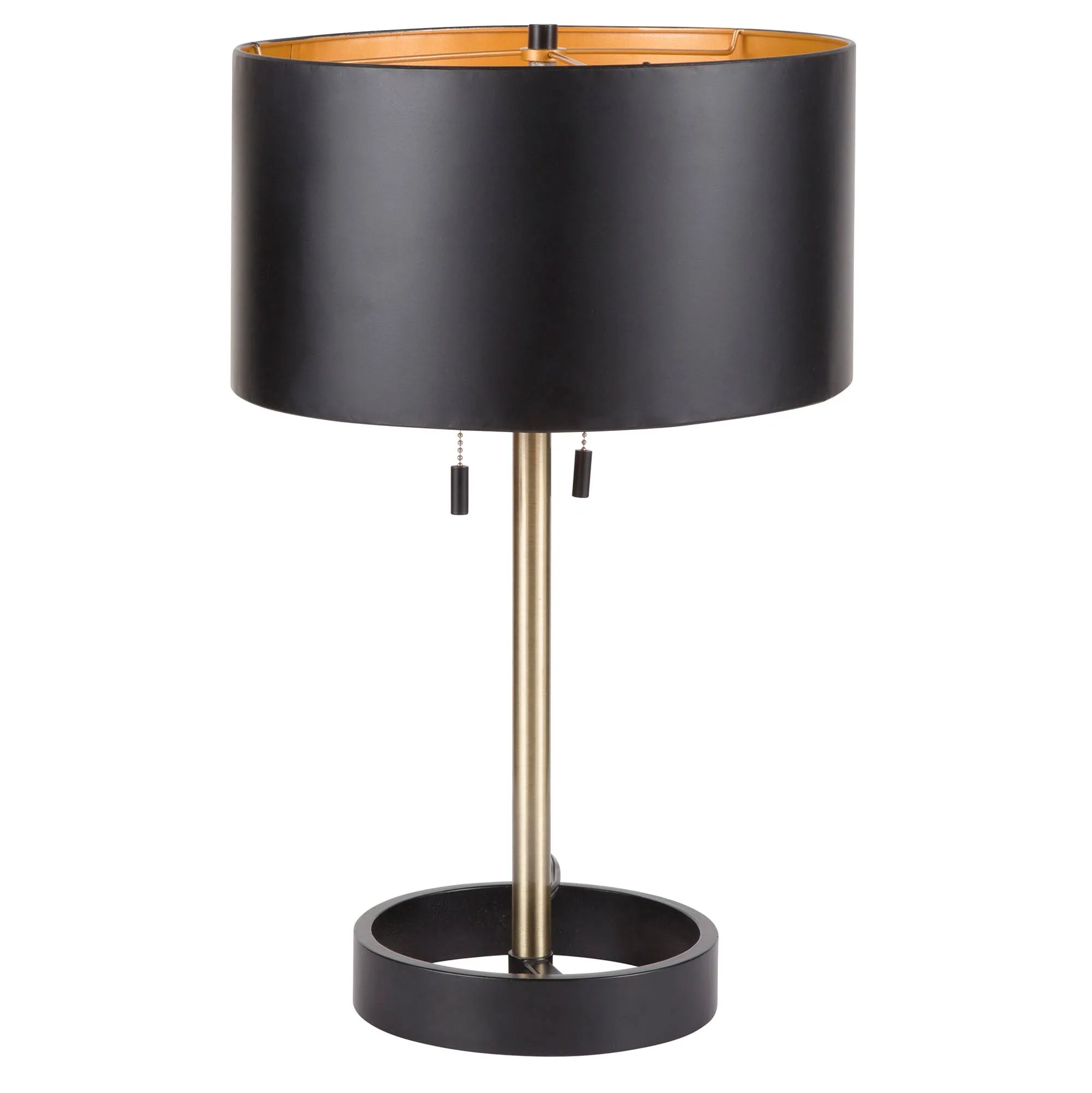 Hilton Contemporary Table Lamp in Black with Gold Accents by LumiSource