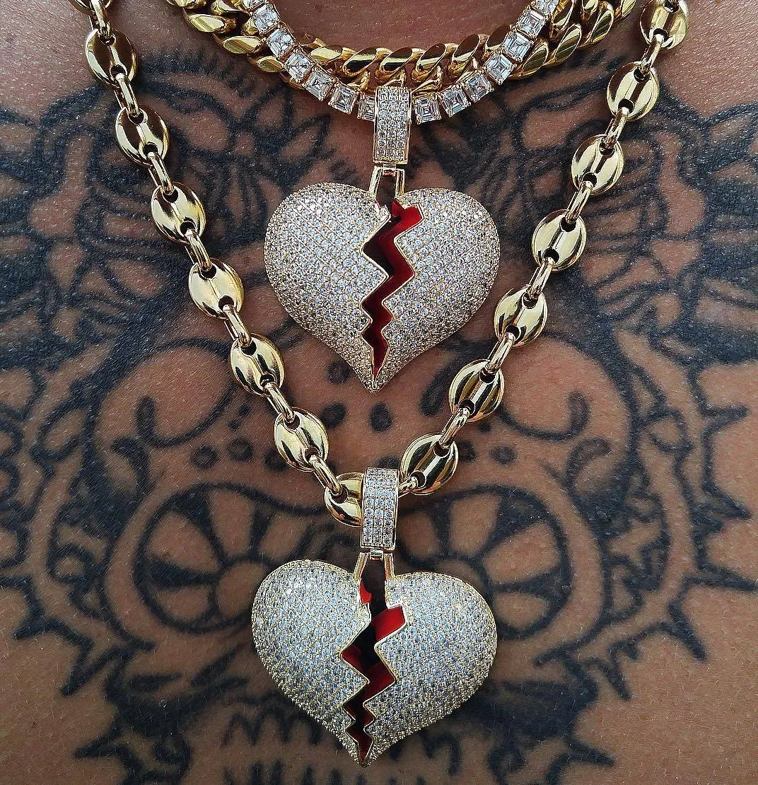 Iced Broken Heart Necklace