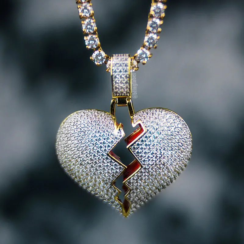 Iced Broken Heart Necklace