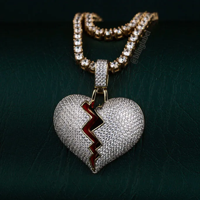 Iced Broken Heart Necklace