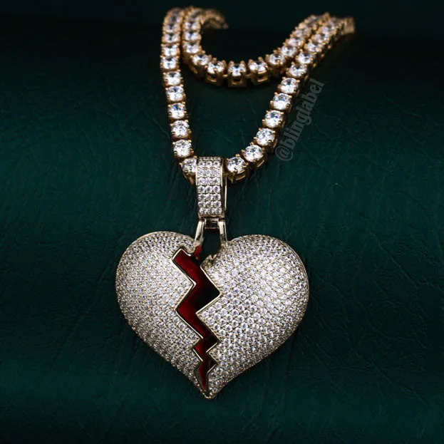 Iced Broken Heart Necklace