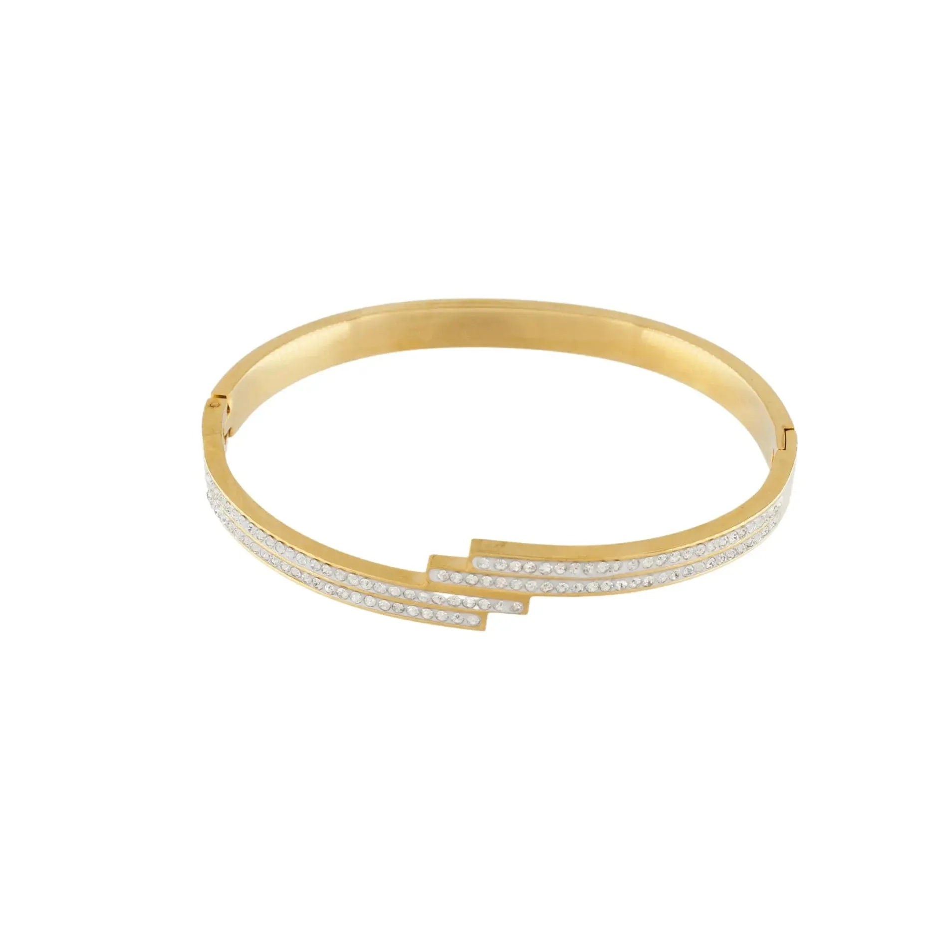 Joy Waterproof Multi Row Bangle CZ Clear 18K Gold Plating