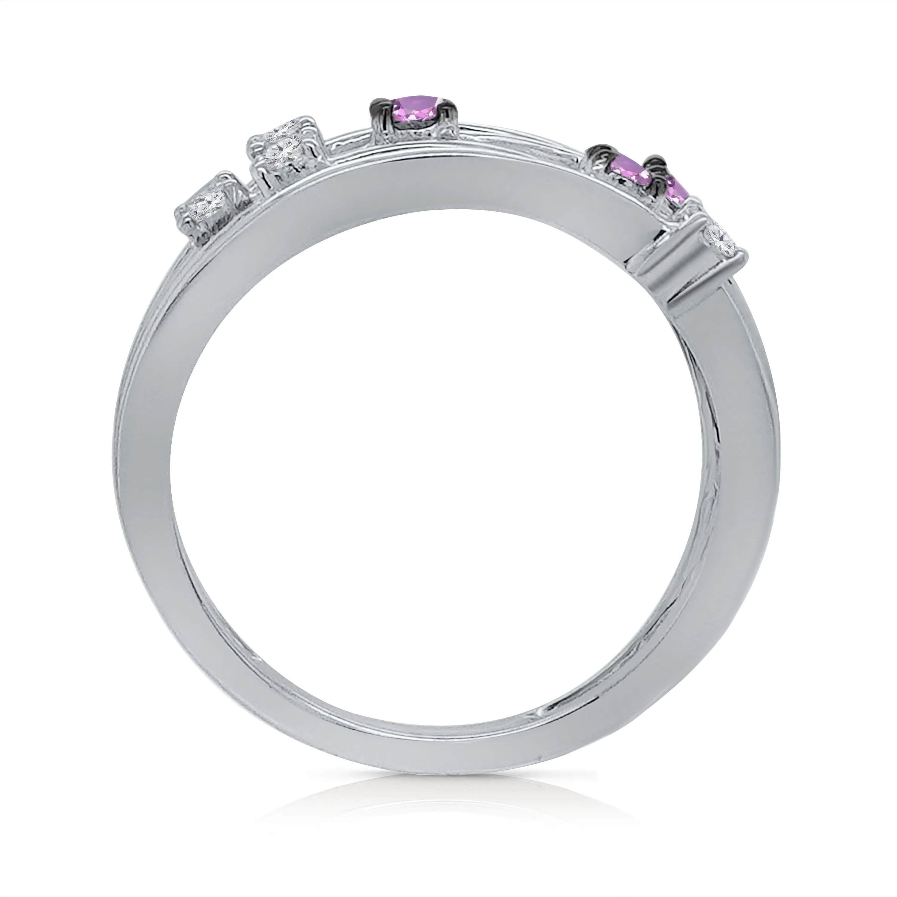 Kallati Heirloom Pink Sapphire & Diamond Ring in 14K White Gold