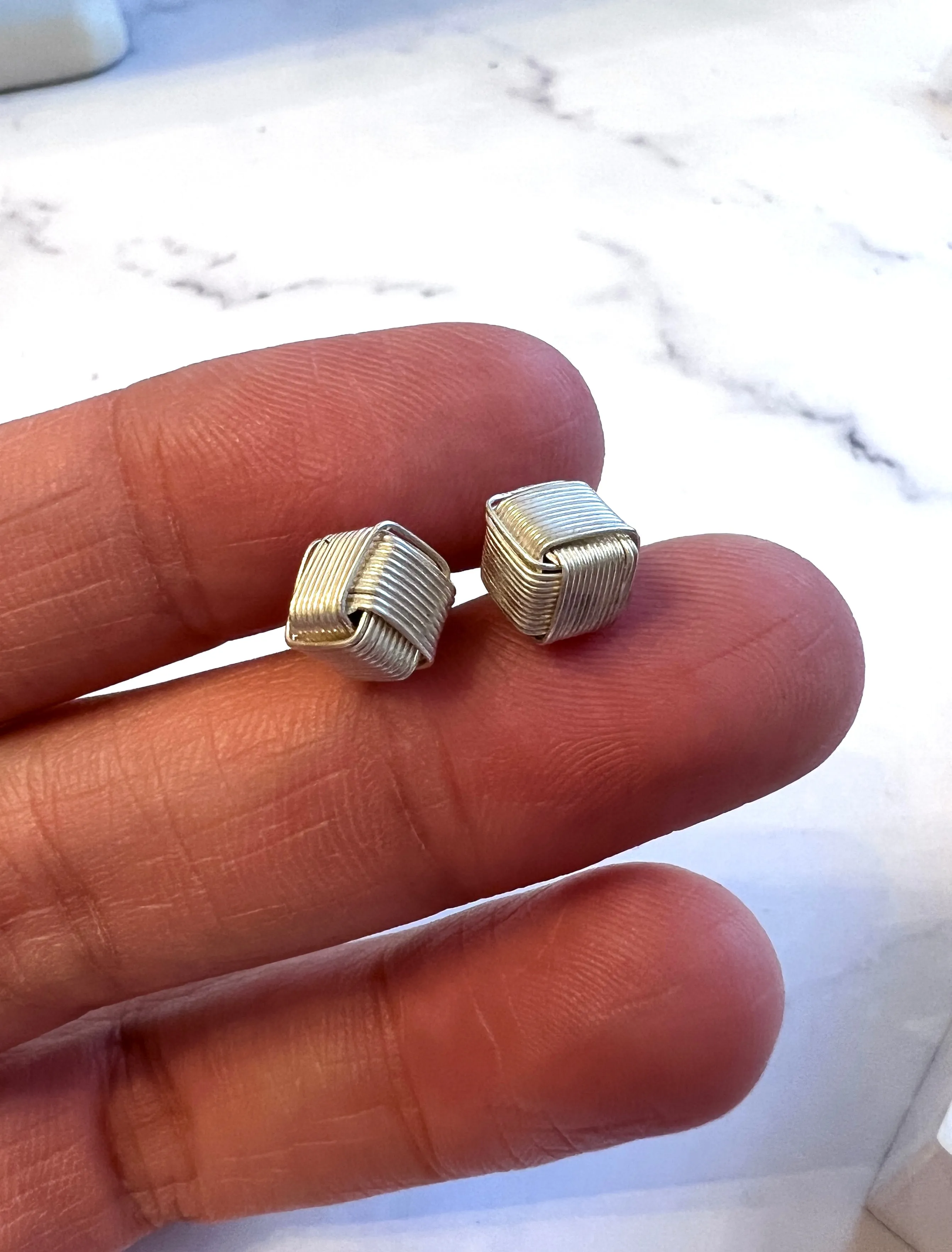 Knit Cube Studs