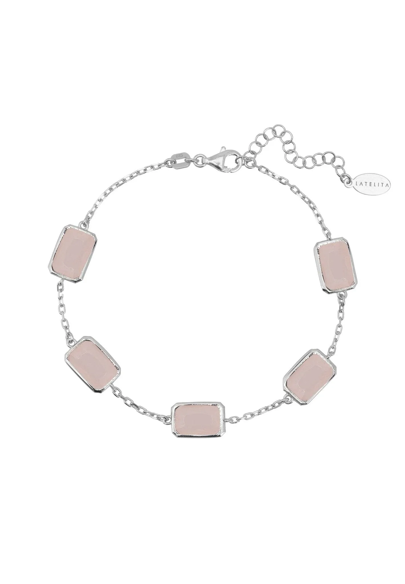 Latelita London Portofino Bracelet Silver Rose Quartz