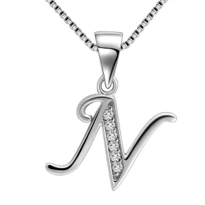 Letter N Initial Necklaces Pendant Women Men Name Jewelry Gift 925 Silver