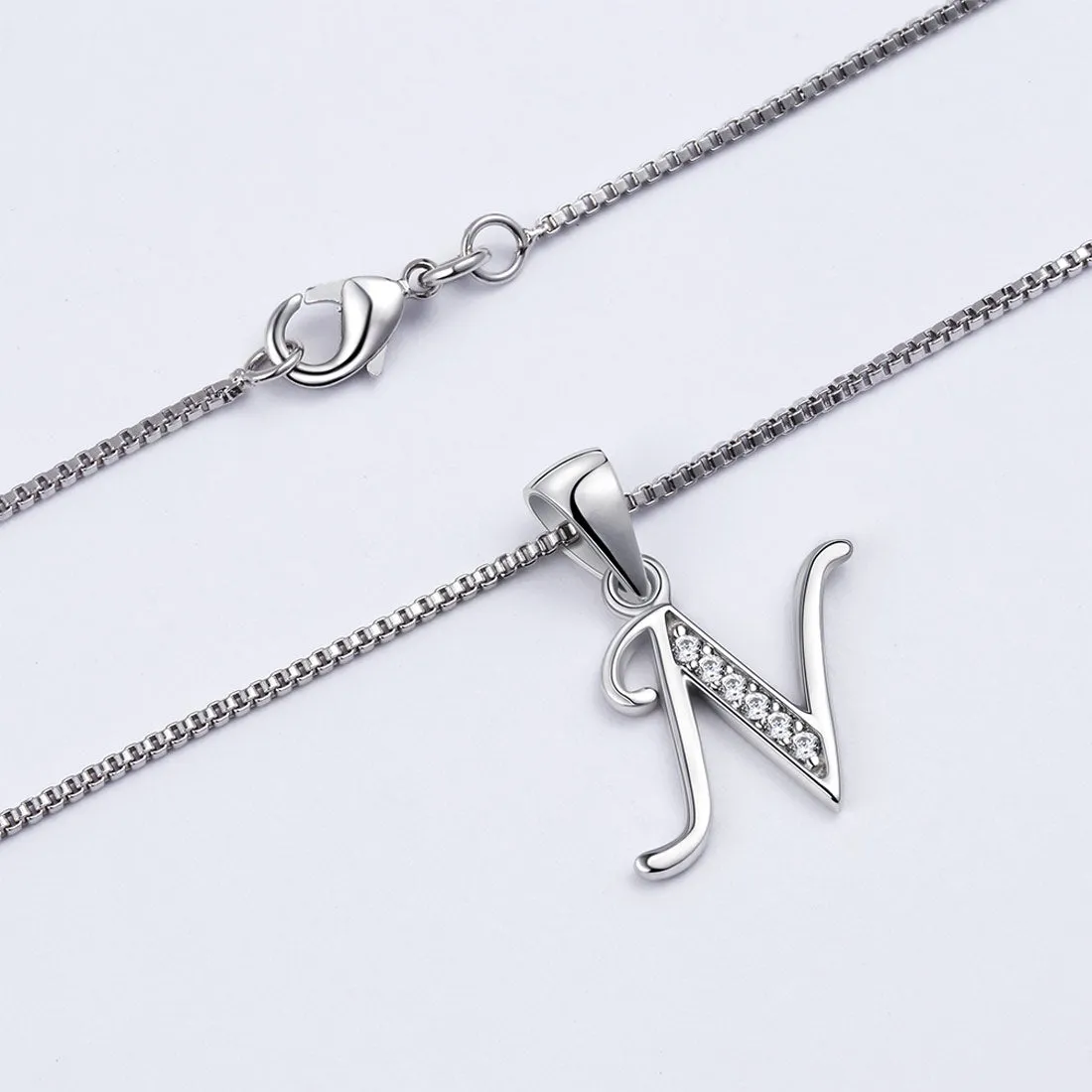 Letter N Initial Necklaces Pendant Women Men Name Jewelry Gift 925 Silver