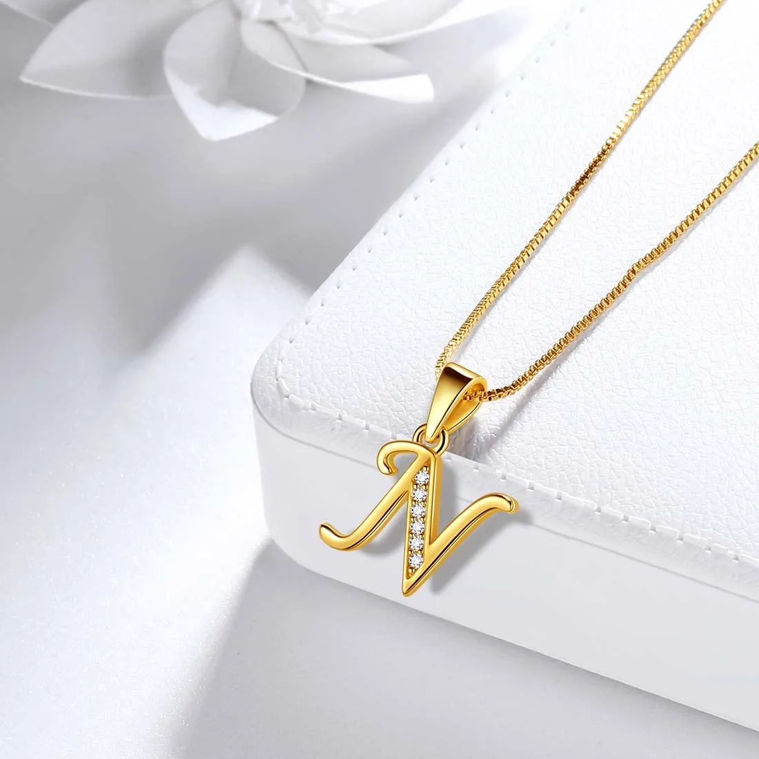 Letter N Initial Necklaces Pendant Women Men Name Jewelry Gift 925 Silver