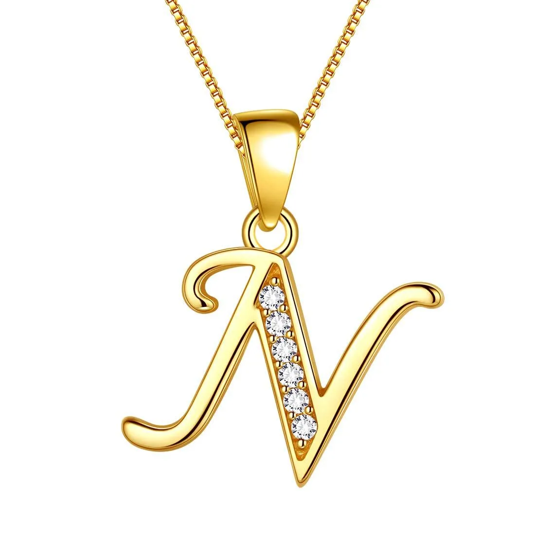 Letter N Initial Necklaces Pendant Women Men Name Jewelry Gift 925 Silver