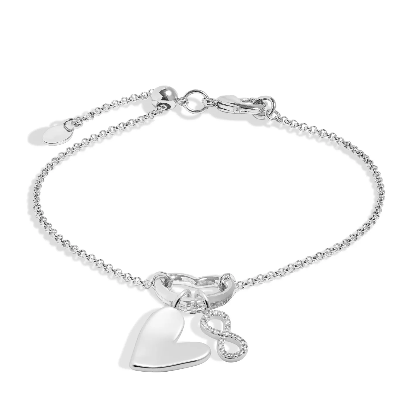 Little Links Heart Clasp Forever Heart Charms Silver Plated Bracelet 7542