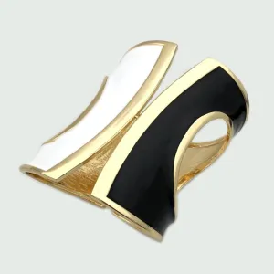 Make A Statement! Sophisticated Cool Black mix White Sculpture Art Cuff Bracelets Women's Gold  Tone Jewelry