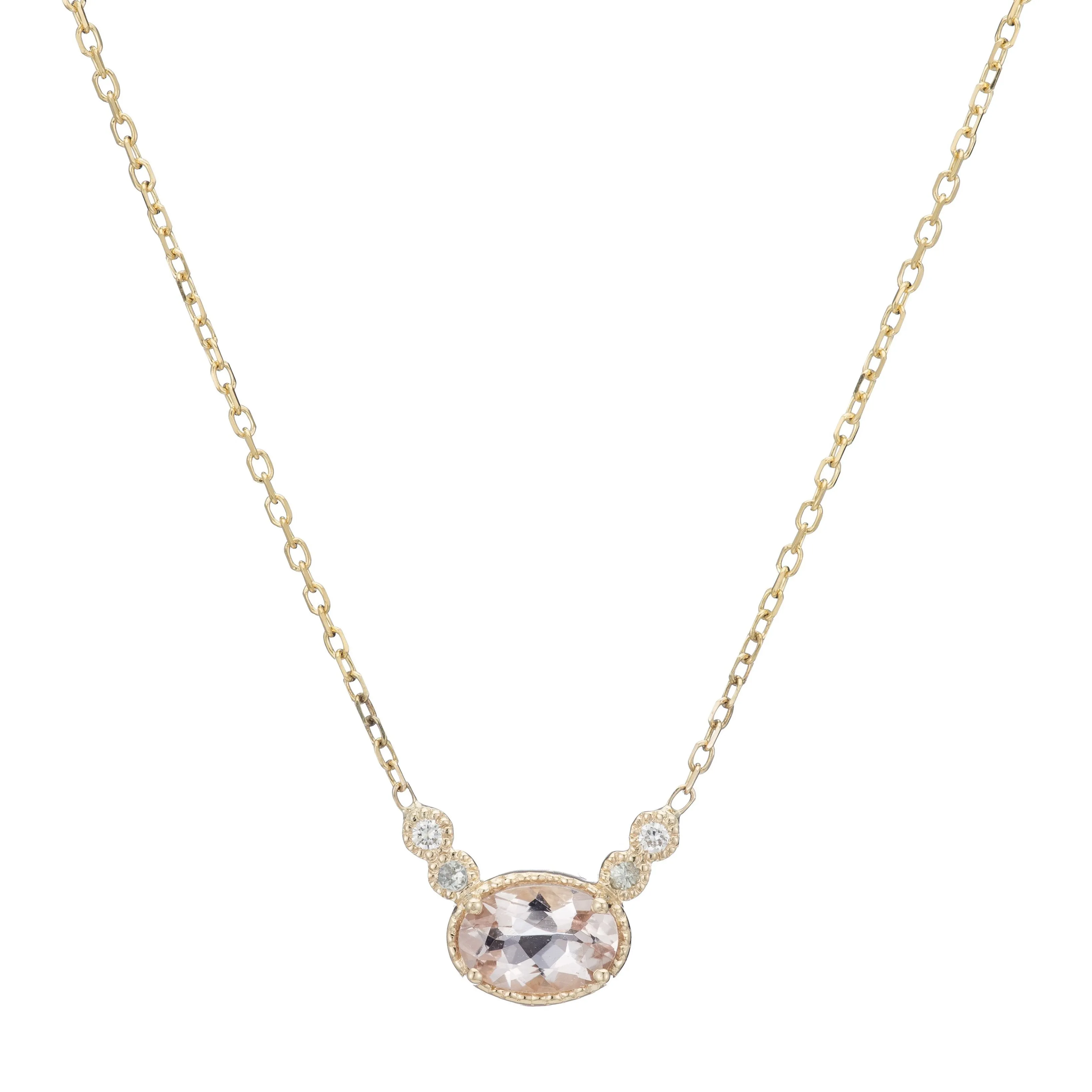 Morganite Green Sapphire Dew Necklace